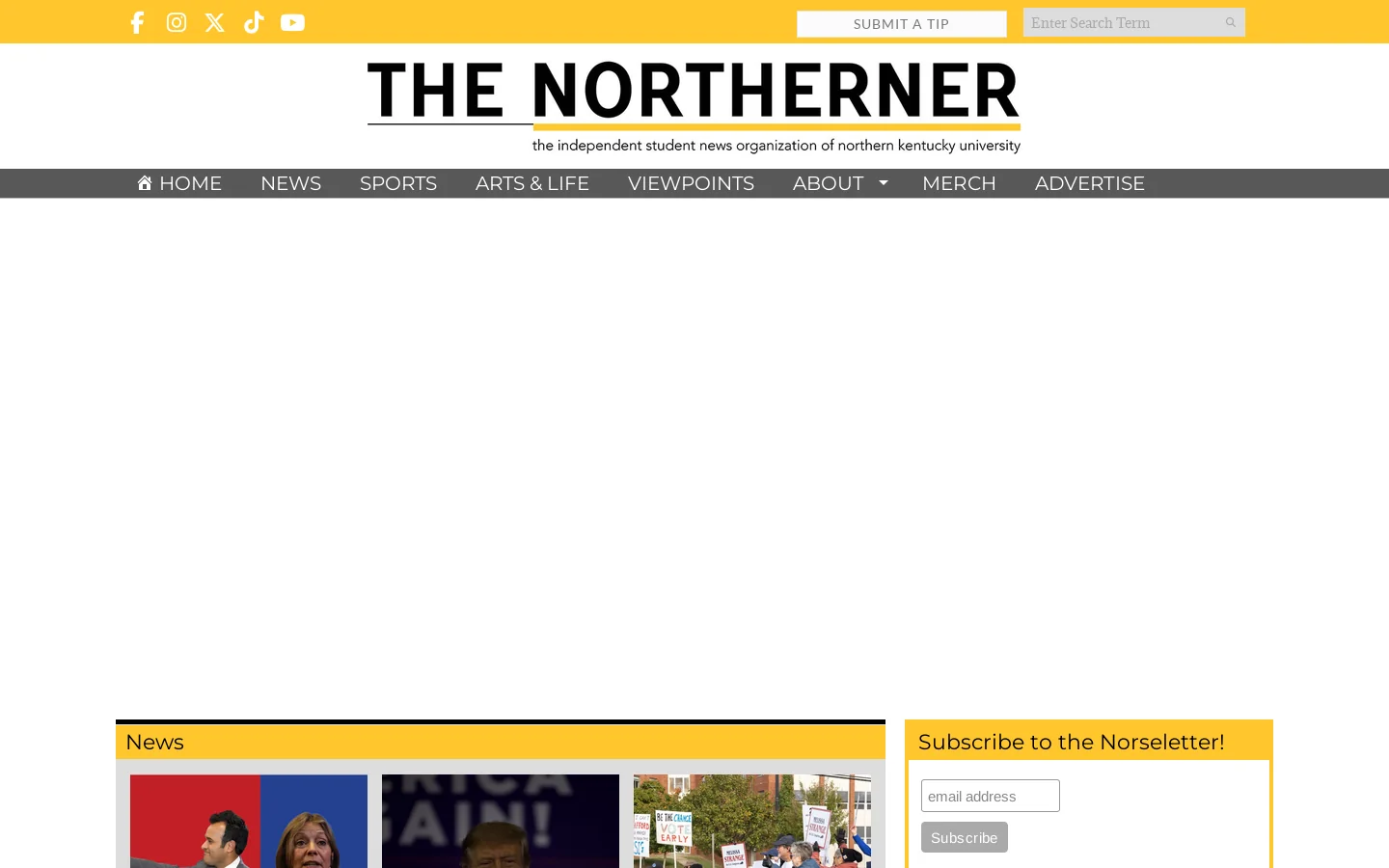 The Northerner Homepage screenshot