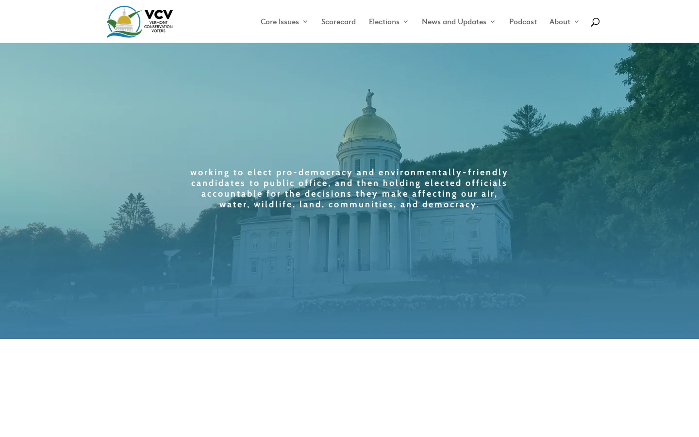Vermont Conservation Voters Homepage screenshot
