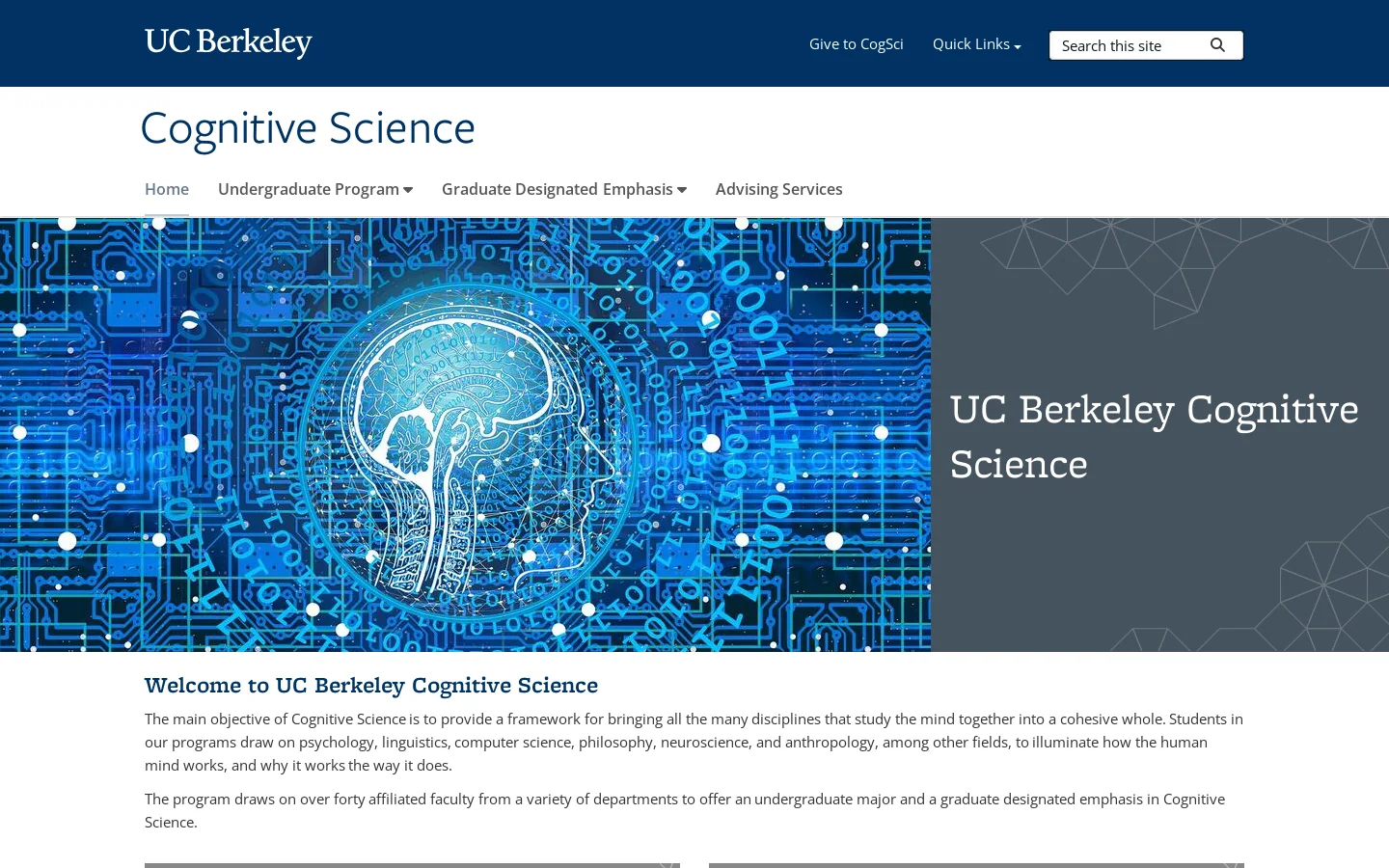 Home | Cognitive Science Homepage screenshot