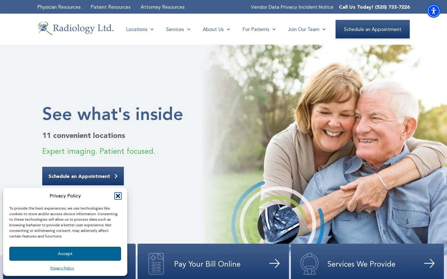 Radiology Ltd. | Mammograms, MRI, CT & Medical Imaging Homepage screenshot