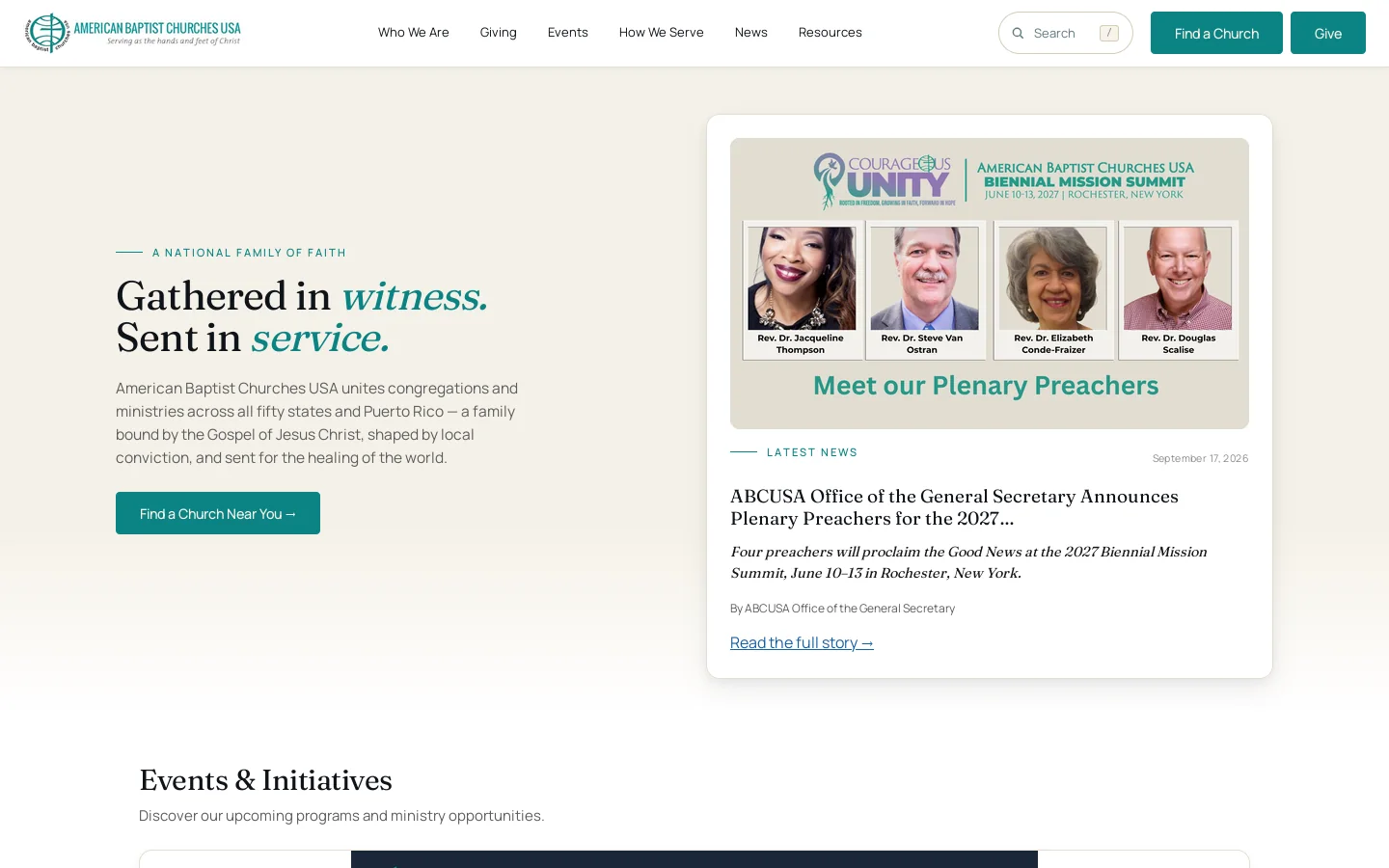 American Baptist Churches USA Homepage screenshot