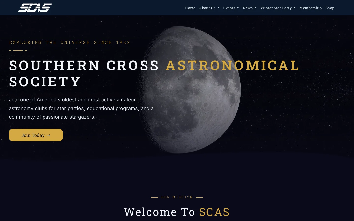 Home - Southern Cross Astronomical Society Homepage screenshot