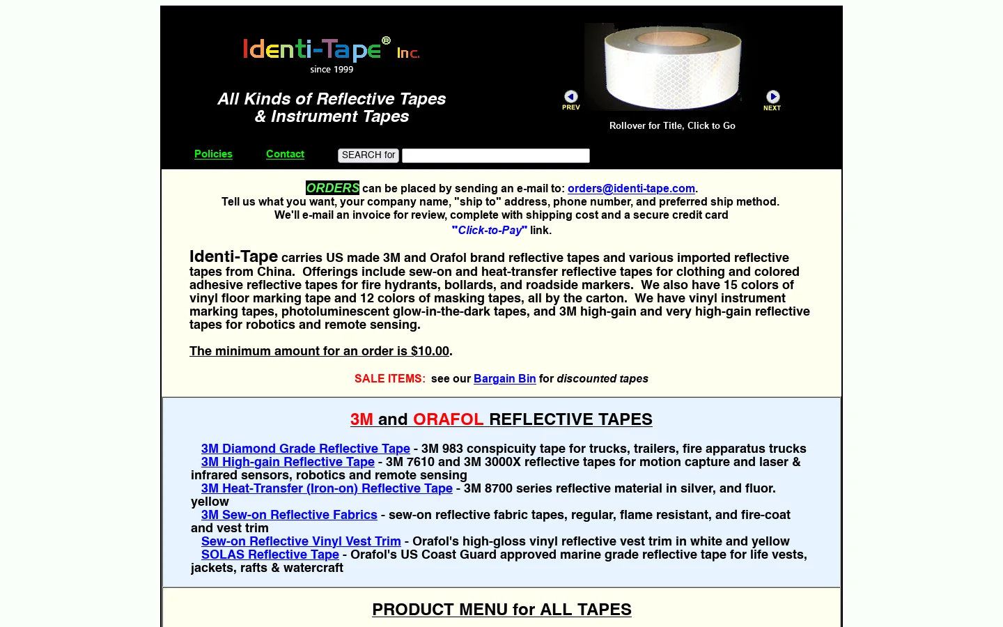 All Kinds of Reflective Tapes for Personal Safety, Vehicles and Equipment Homepage screenshot