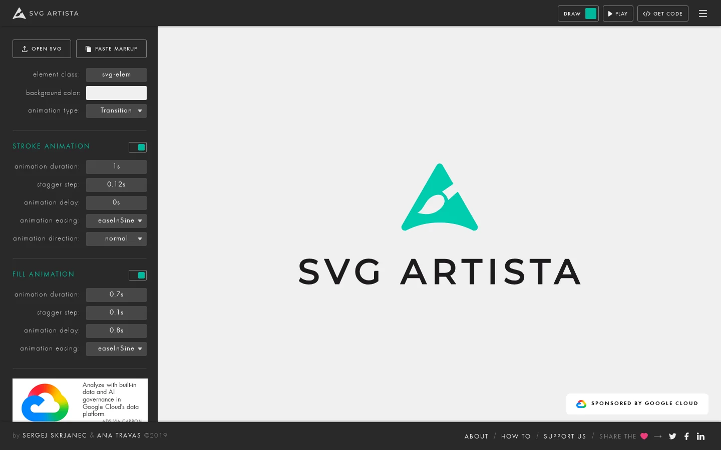 SVG Artista Homepage screenshot