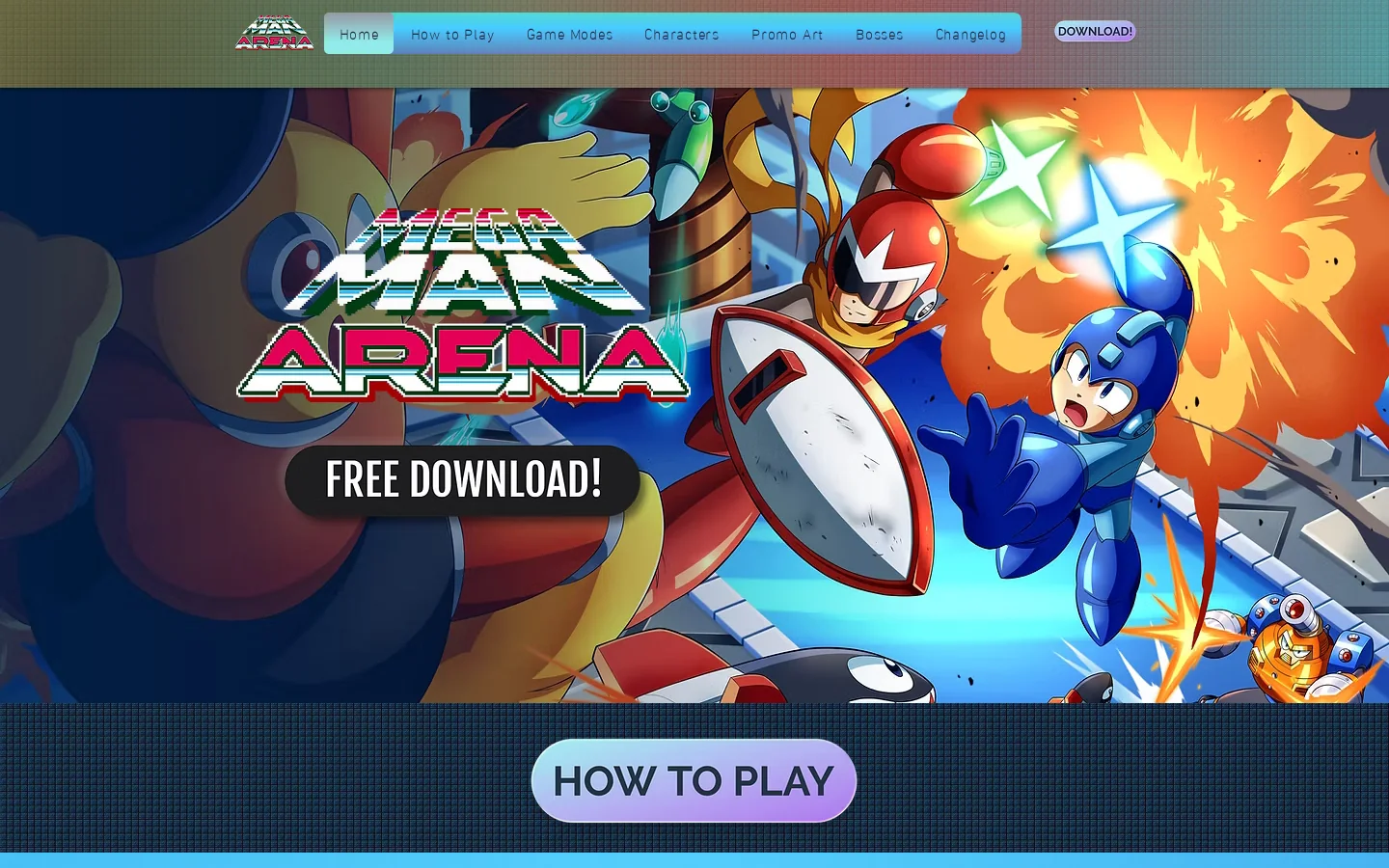 Mega Man Arena Fighting Game Homepage screenshot