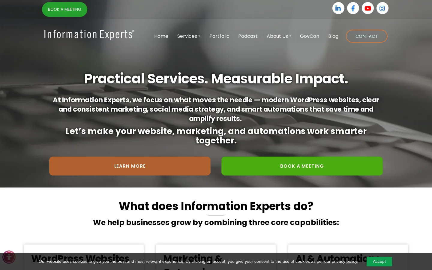 Information Experts Homepage screenshot