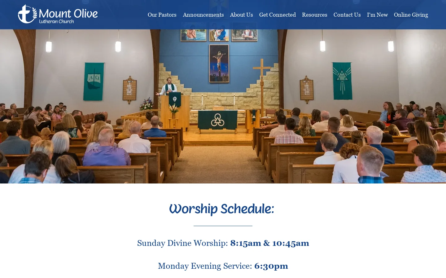 Mt. Olive Lutheran Church Homepage screenshot