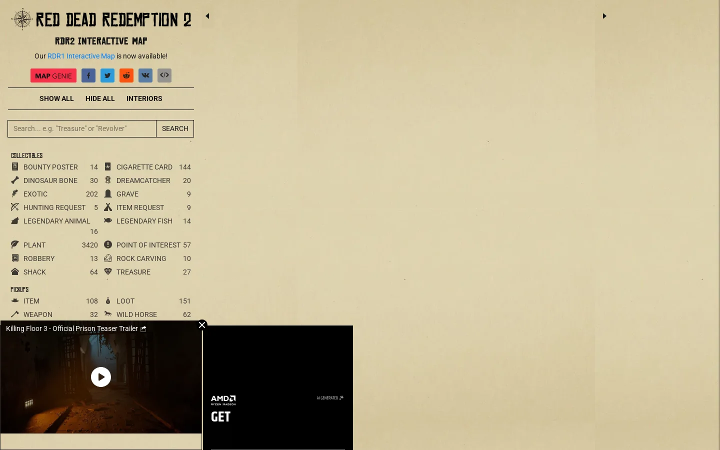 RDR2 Map Homepage screenshot