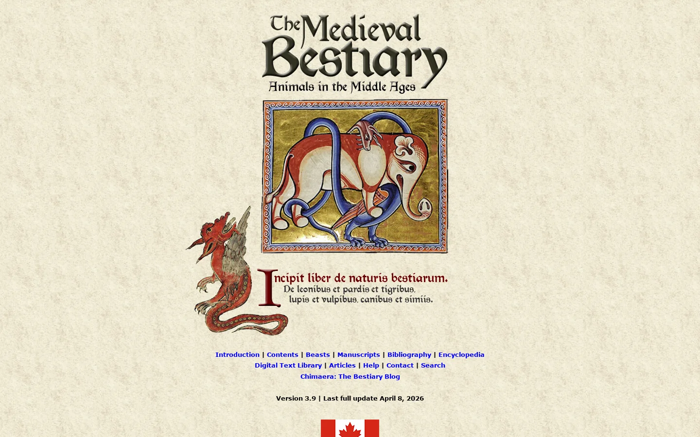 Medieval Bestiary : Animals in the Middle Ages Homepage screenshot