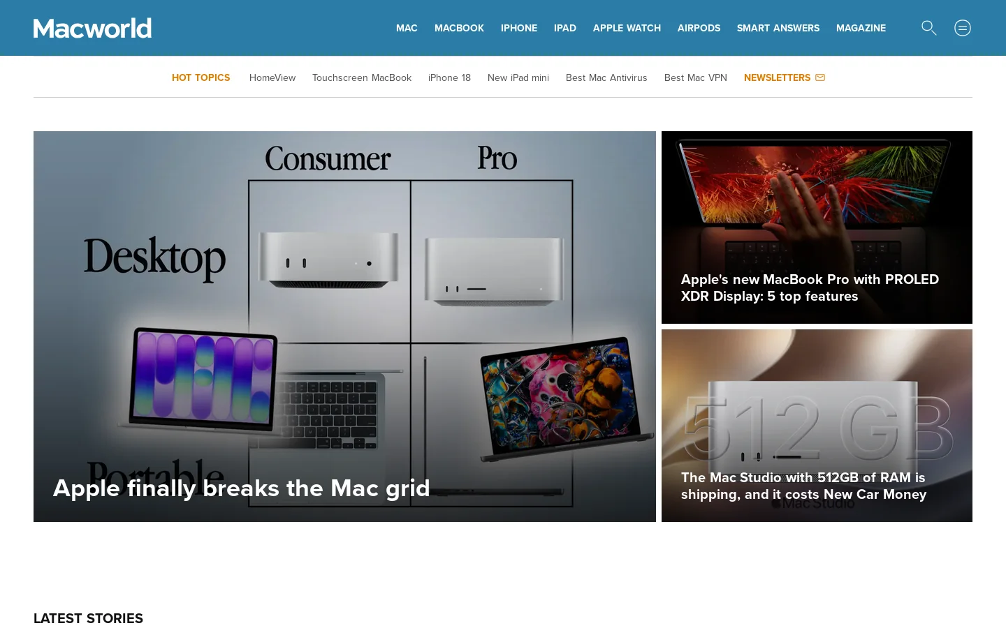Macworld Homepage screenshot
