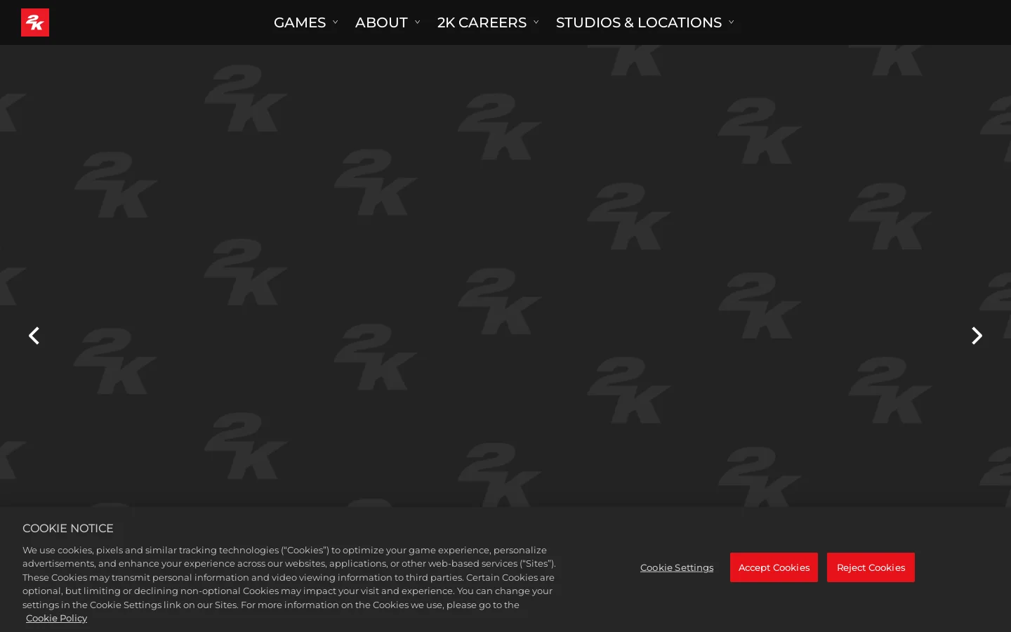 2K Games Homepage screenshot