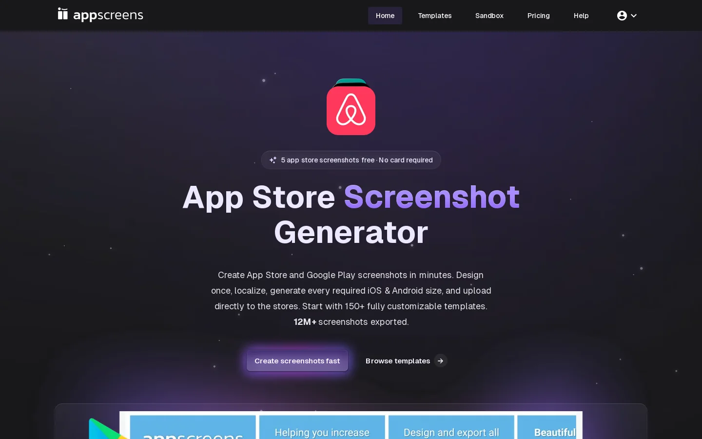 AppScreens Homepage screenshot