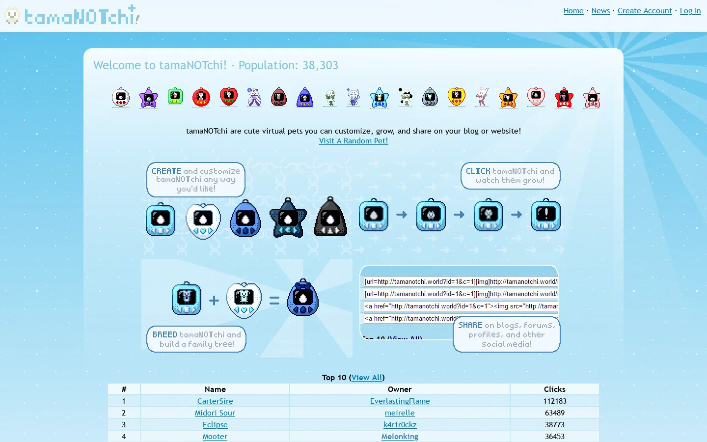 tamanotchi.world Homepage screenshot