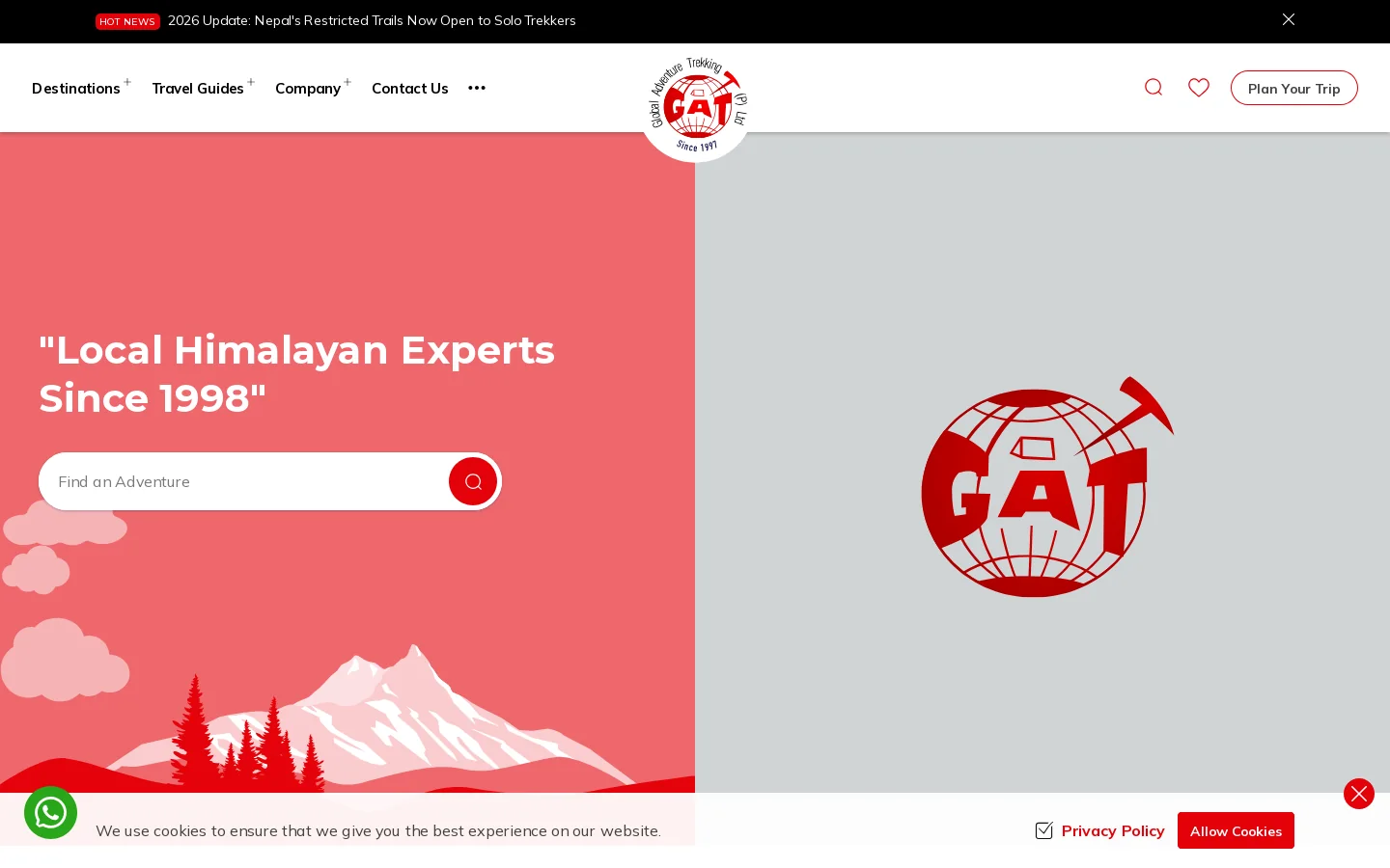 Nepal Trekking Company: Local Expert Since 1998 Homepage screenshot