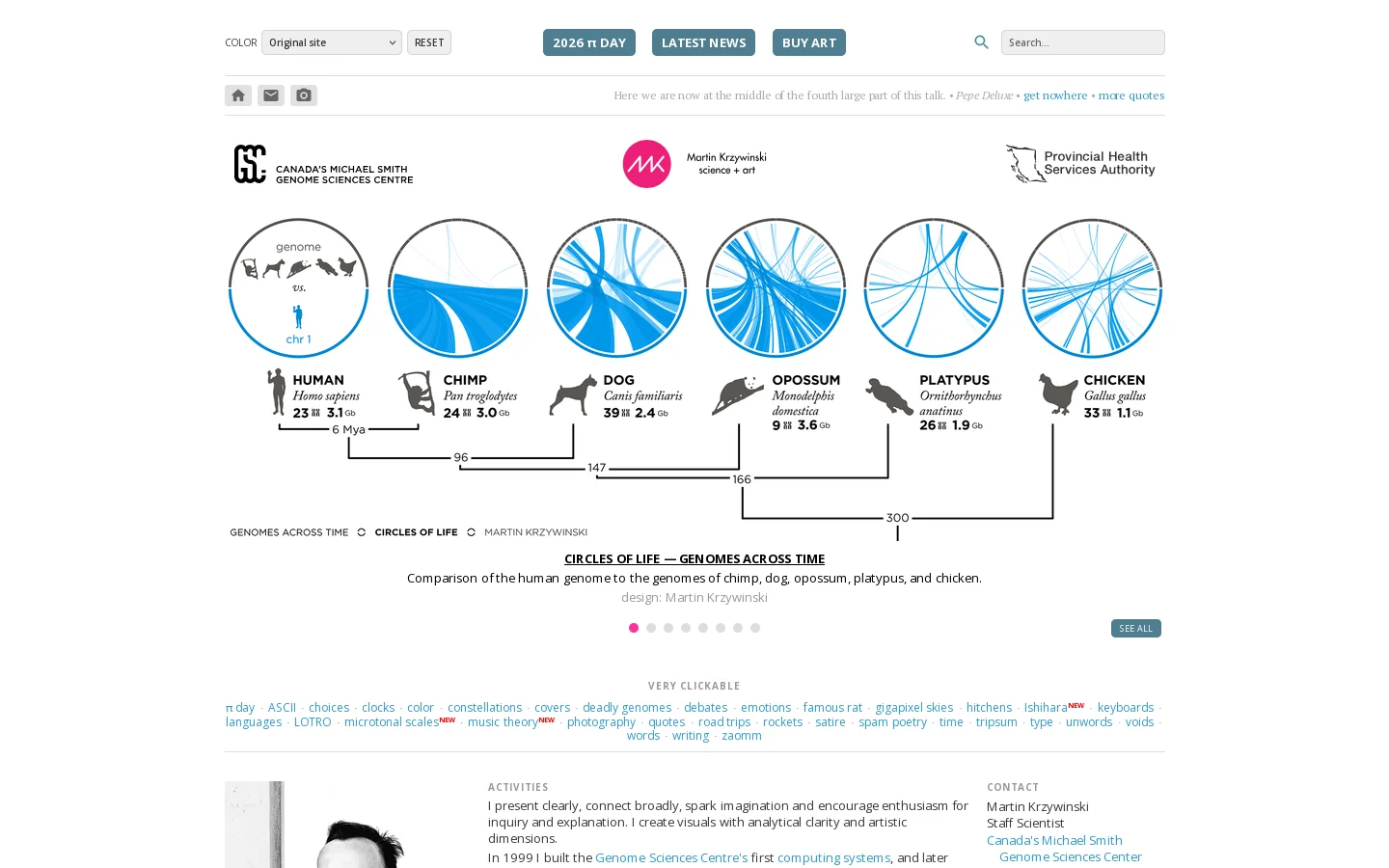 Martin Krzywinski — Data Visualization, Design, Science and Art Homepage screenshot