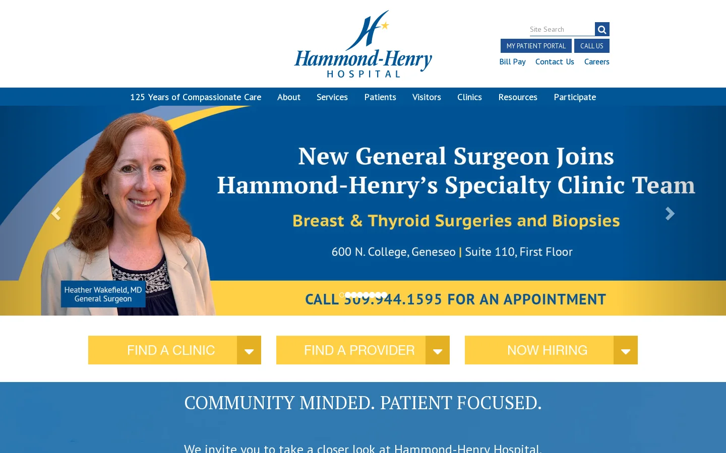 Hammond Henry Hospital Homepage screenshot