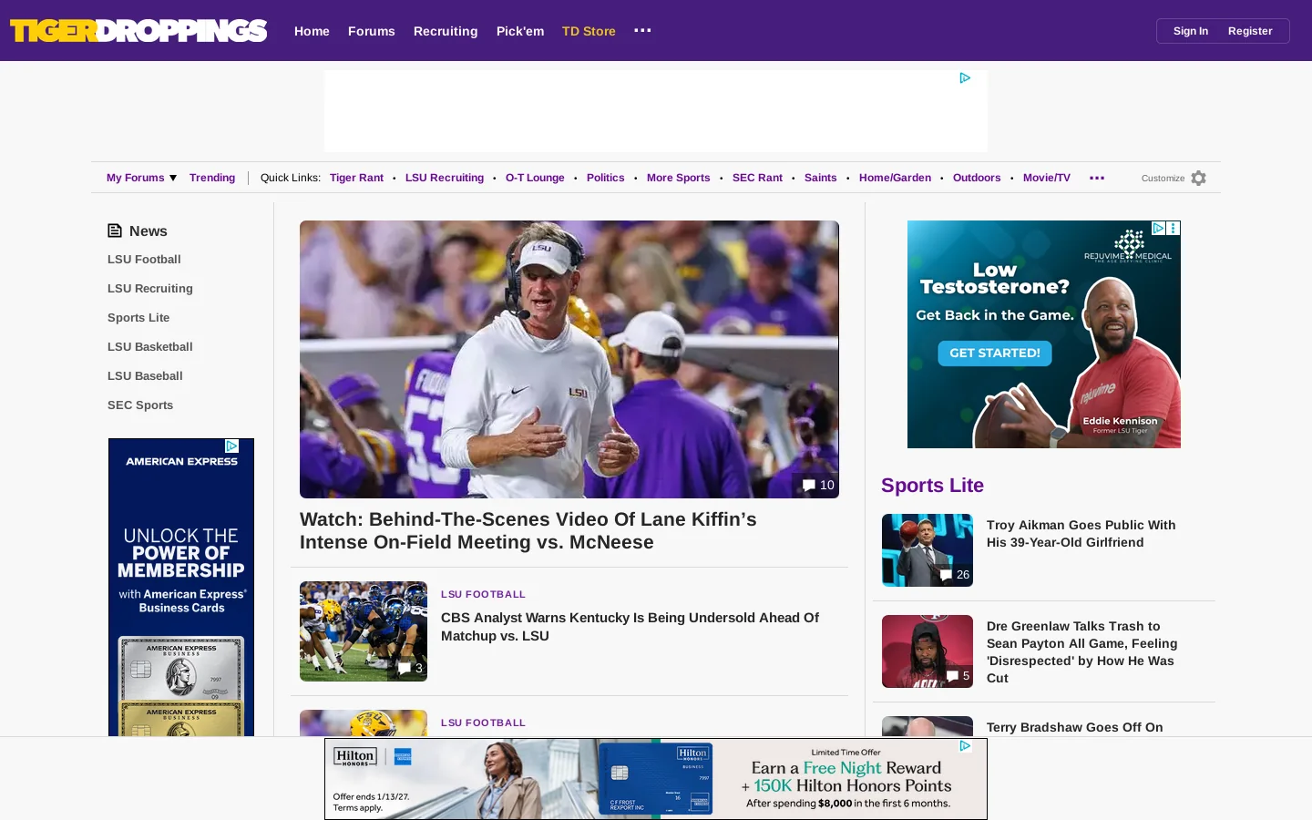 TigerDroppings.com Homepage screenshot