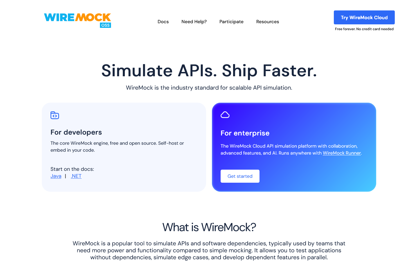 WireMock Homepage screenshot
