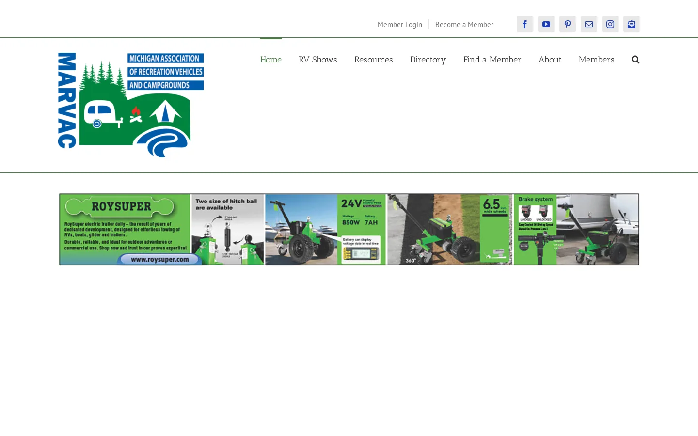 MARVAC Michigan RV and Campgrounds Homepage screenshot