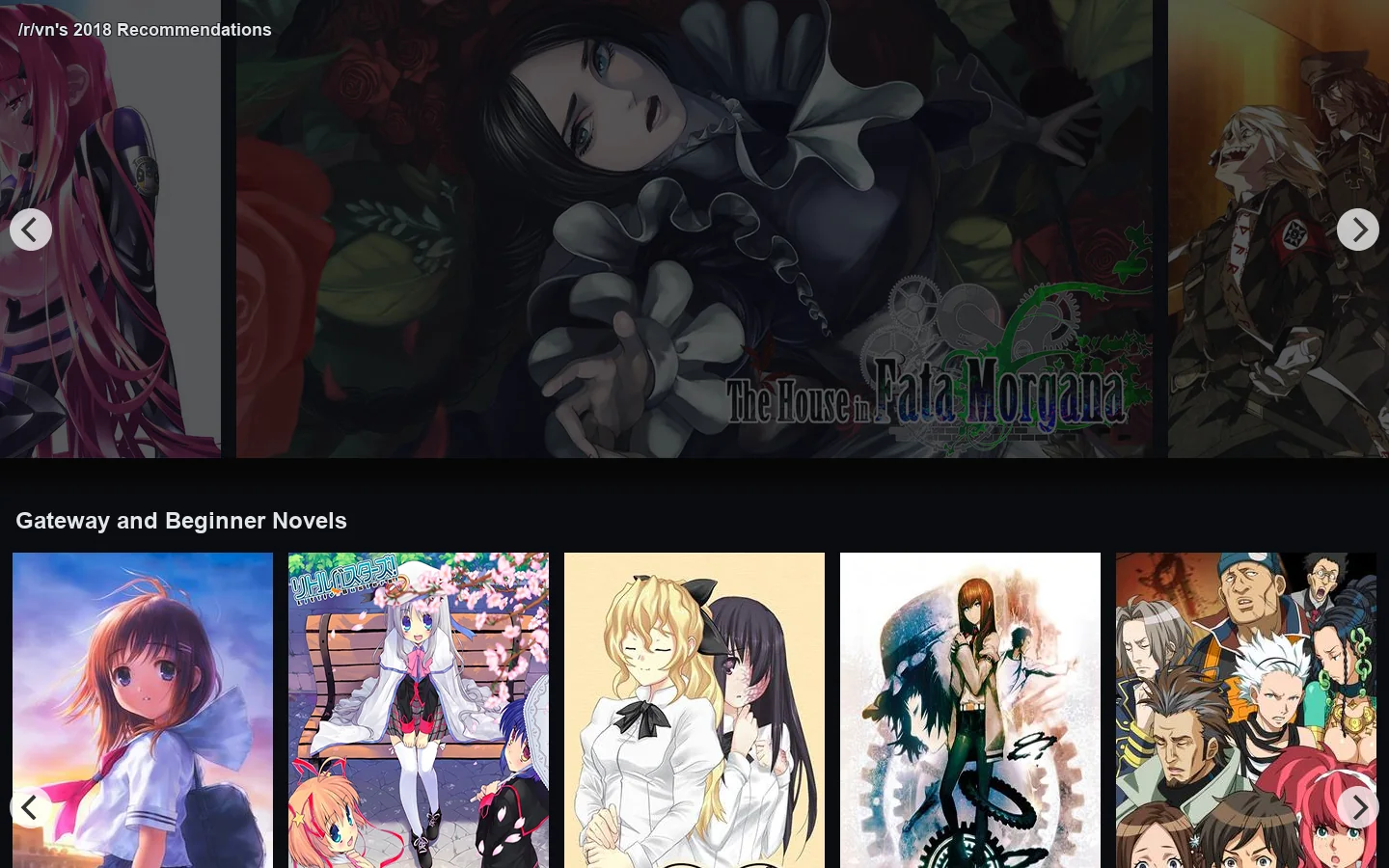 /r/vn's 2018 Recommendation Chart Homepage screenshot