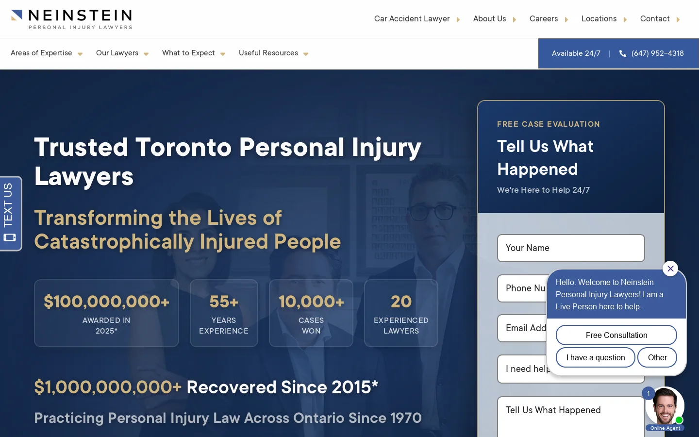 Personal Injury Lawyer Toronto | Personal Injury Attorney Homepage screenshot