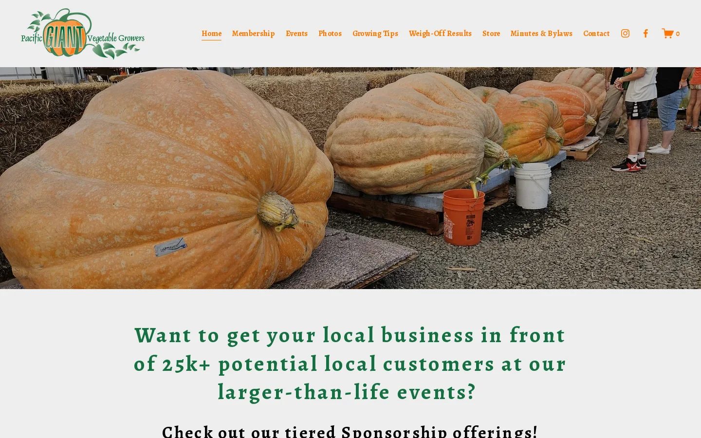 Pacific Giant Vegetable Growers Homepage screenshot
