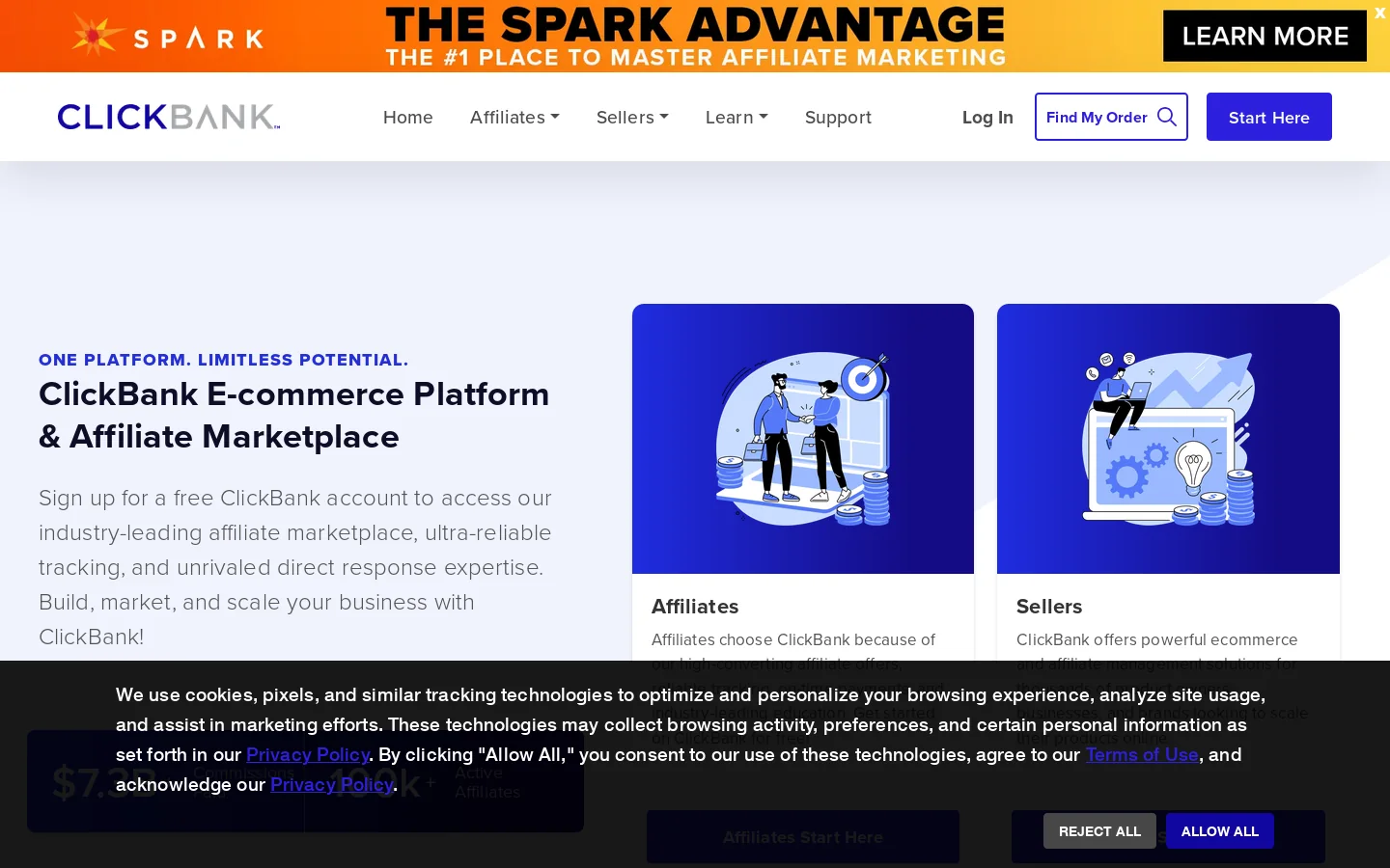ClickBank Homepage screenshot