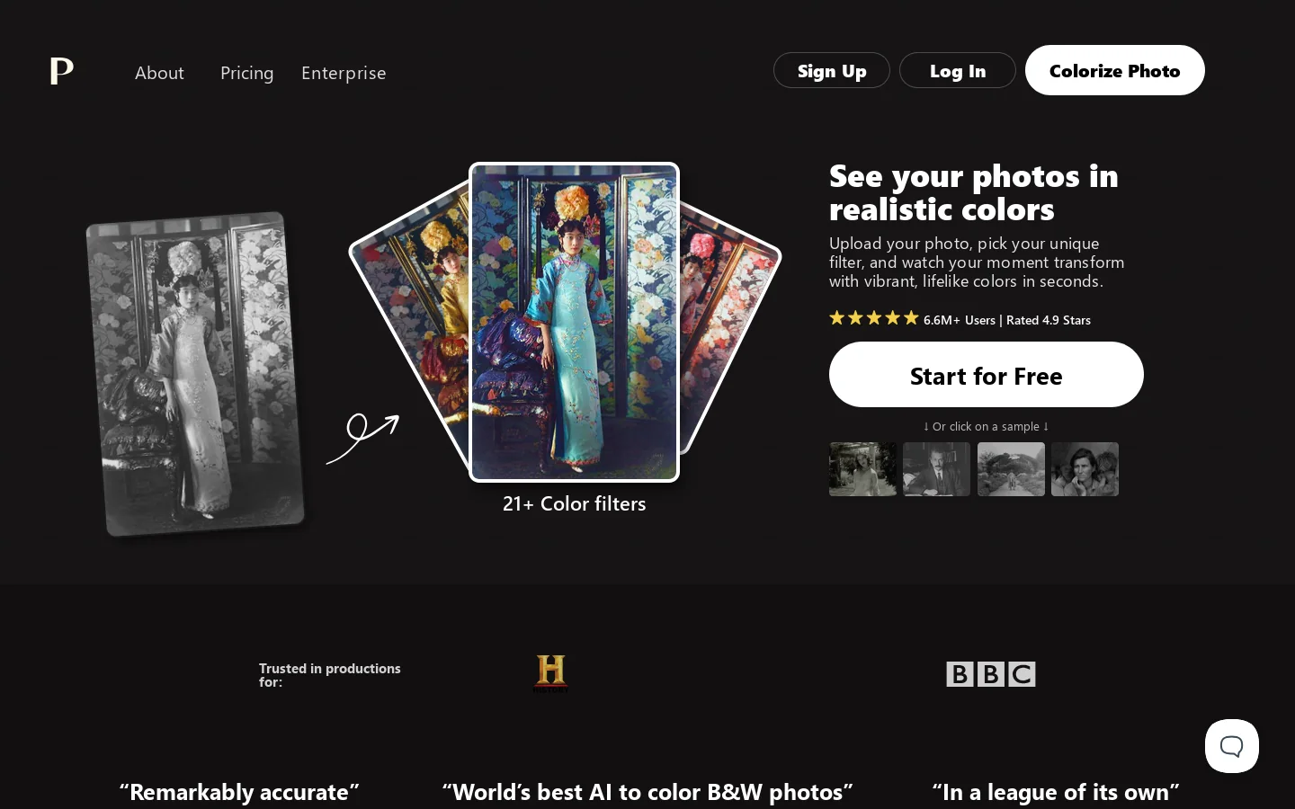 Colorize Photo | Try Free | Realistic Colors Homepage screenshot