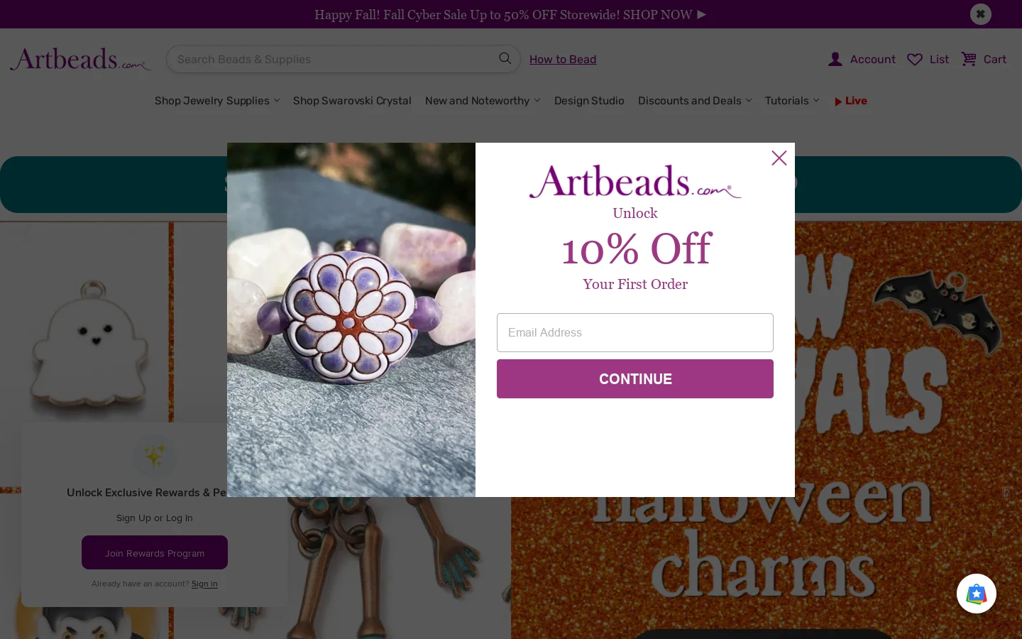 Artbeads.com Homepage screenshot