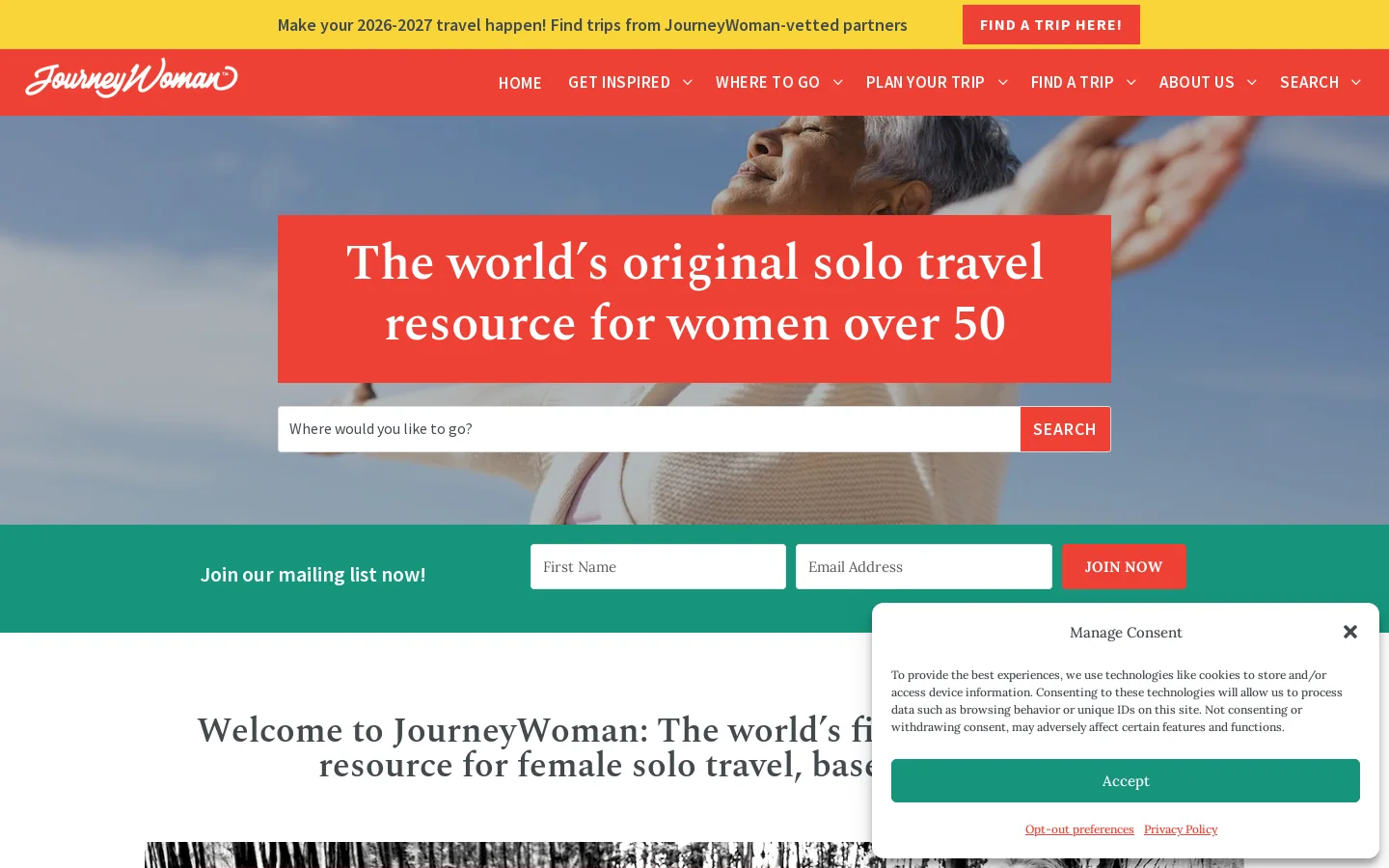 JourneyWoman Homepage screenshot