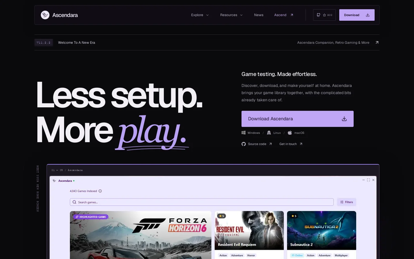 Ascendara Homepage screenshot