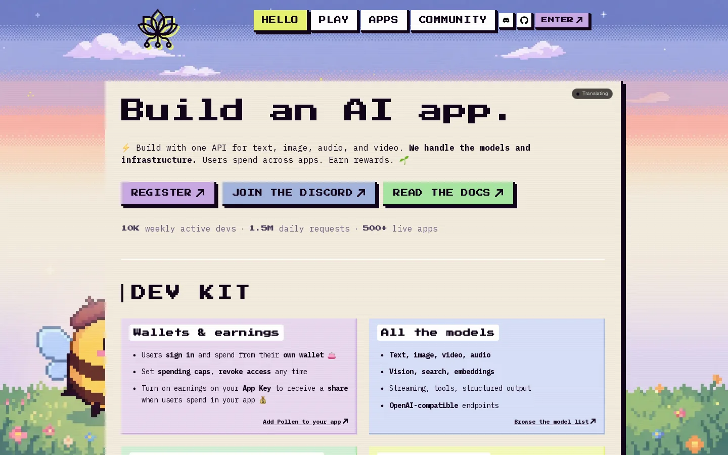 pollinations.ai Homepage screenshot