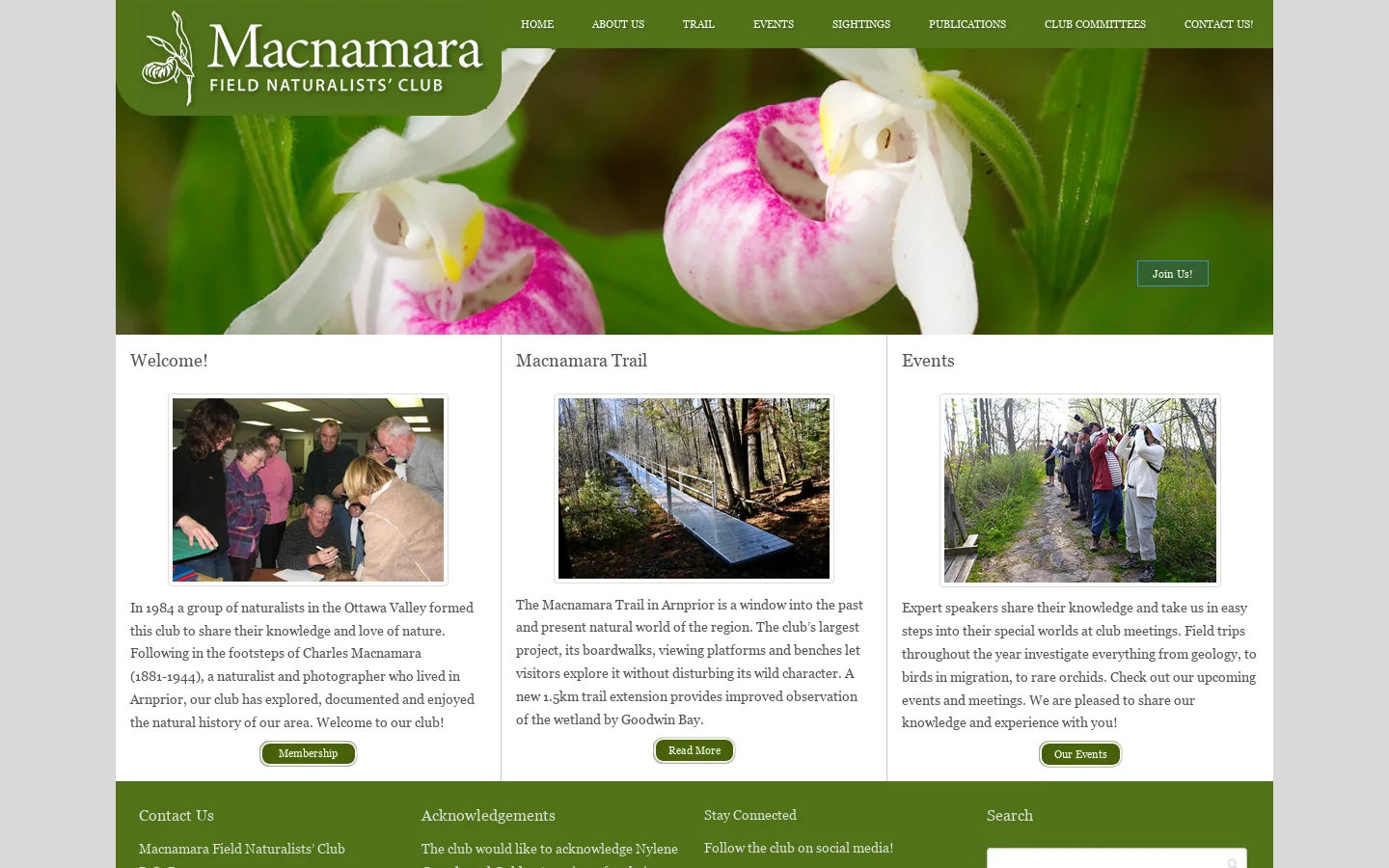Macnamara Field Naturalists' Club Homepage screenshot