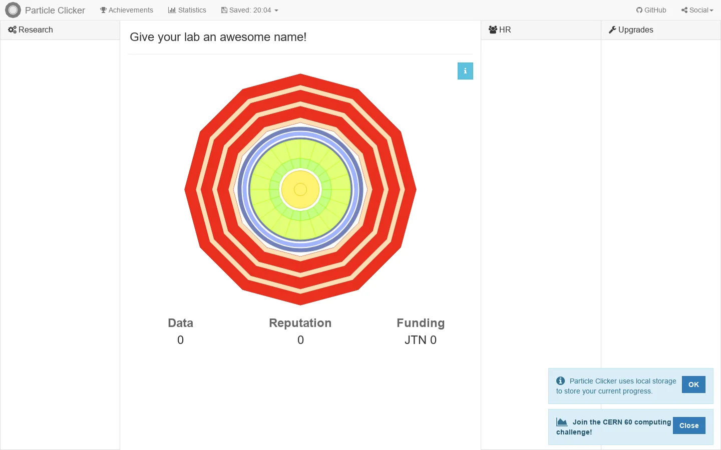 Particle Clicker Homepage screenshot