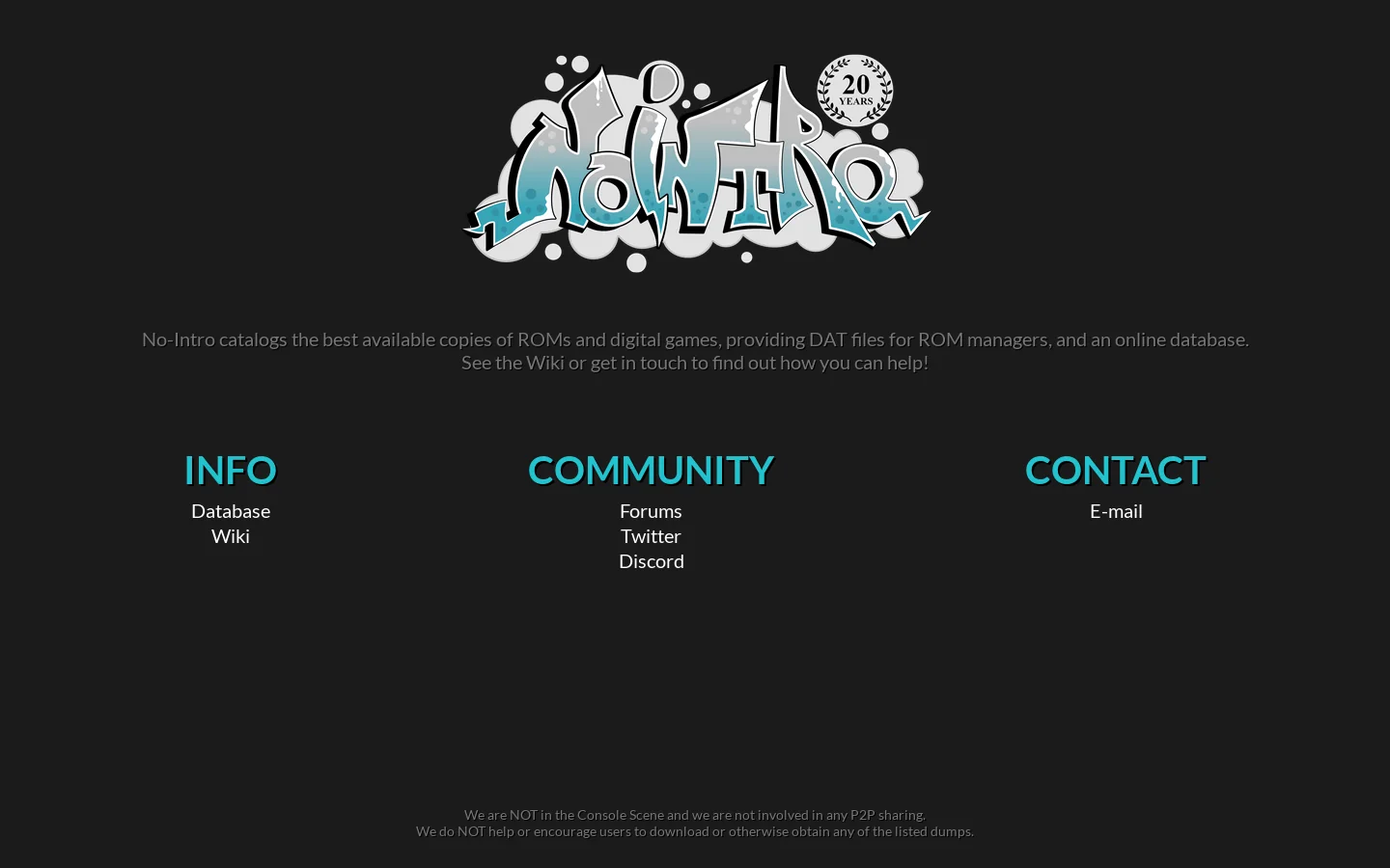 No-Intro.org Homepage screenshot