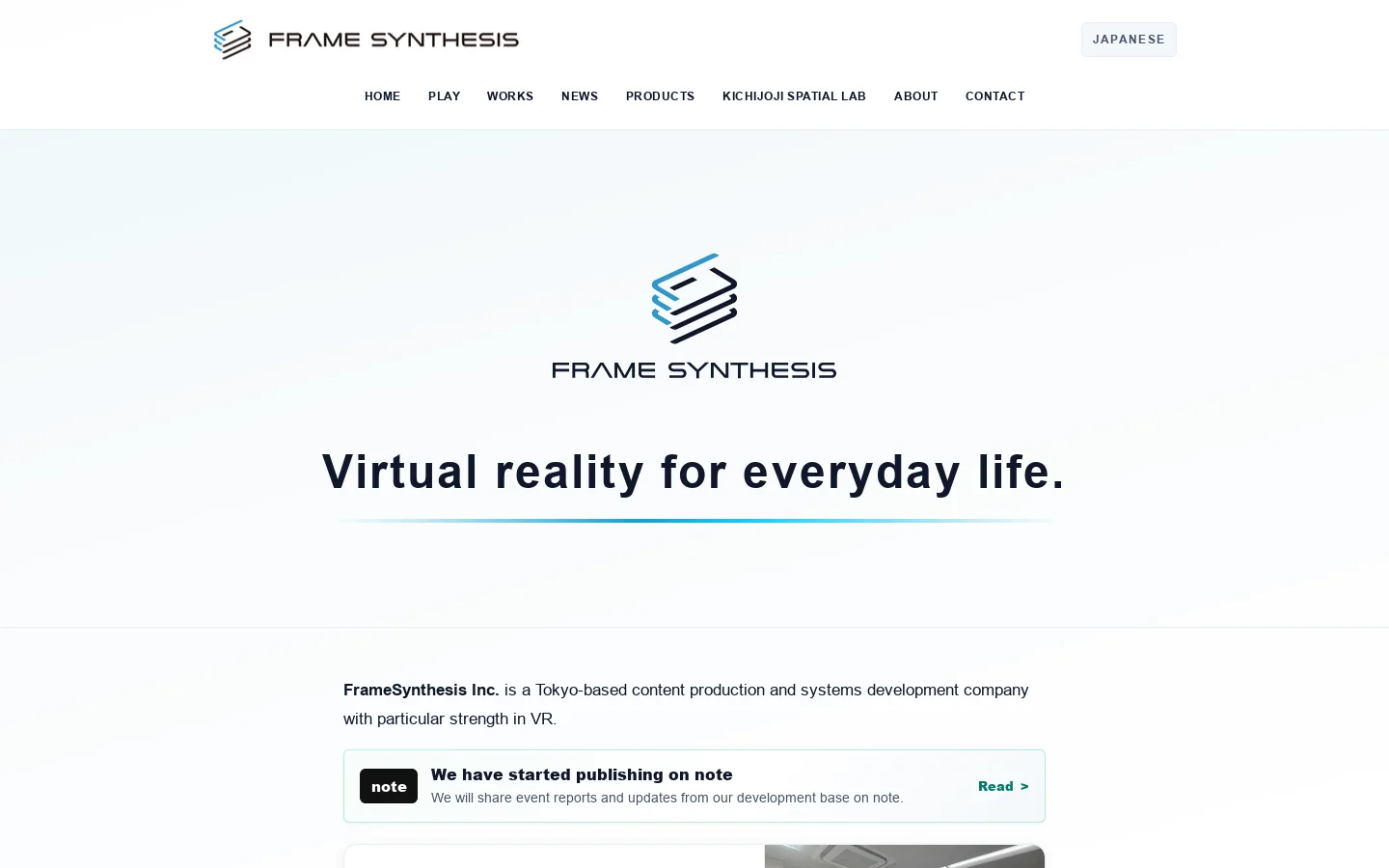 FrameSynthesis™ Inc Homepage screenshot