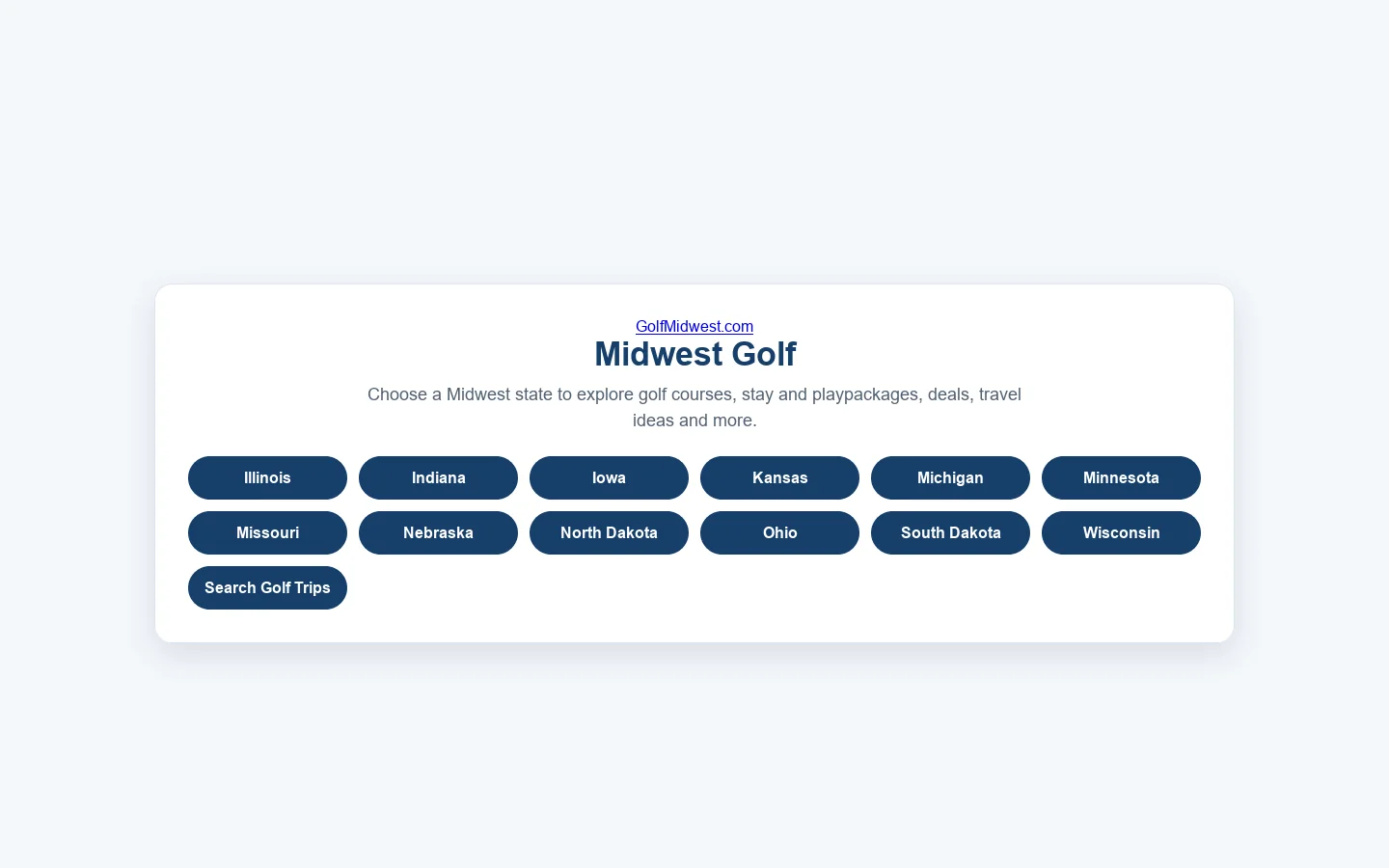 Midwest Golf Homepage screenshot
