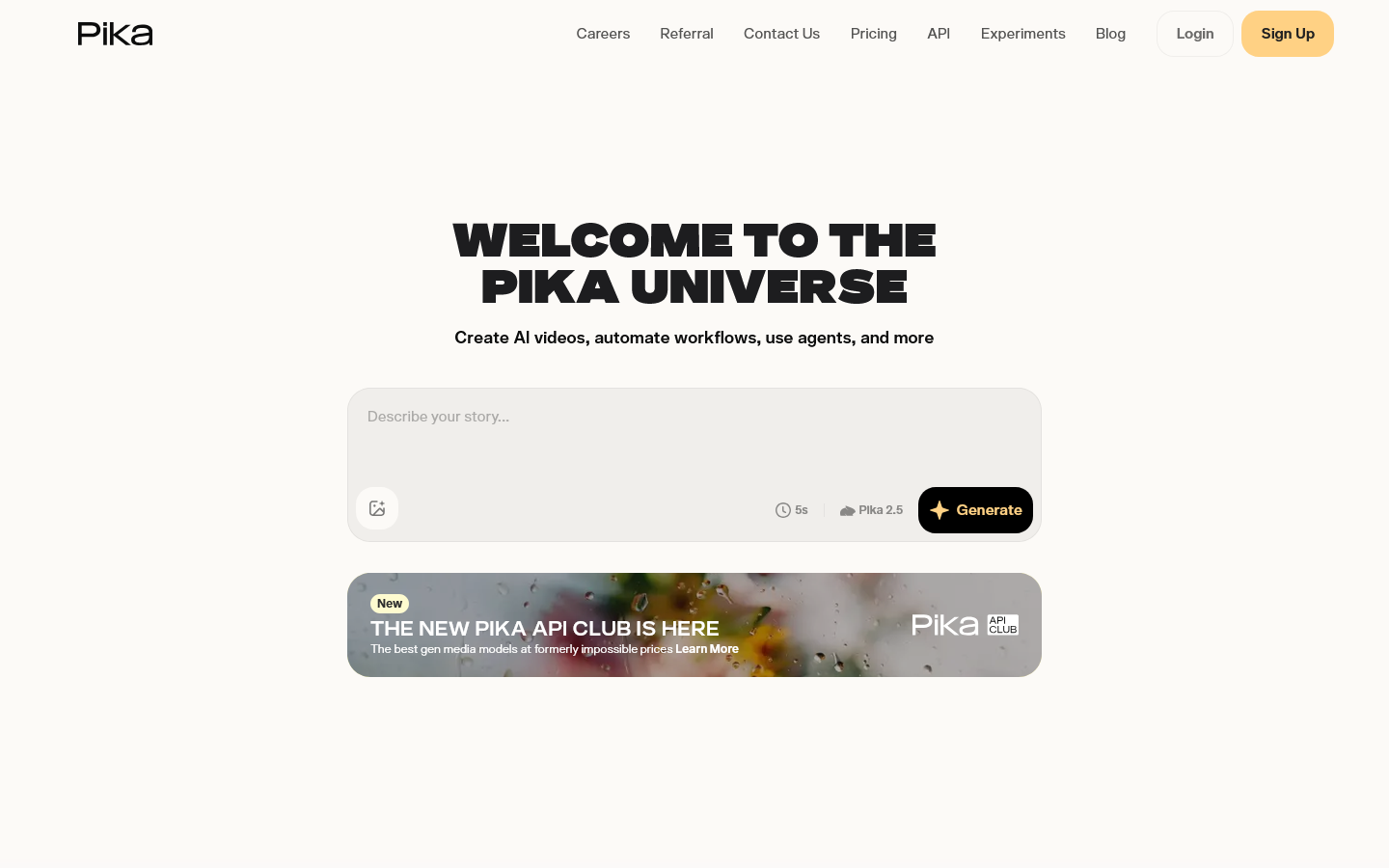 Pika Homepage screenshot