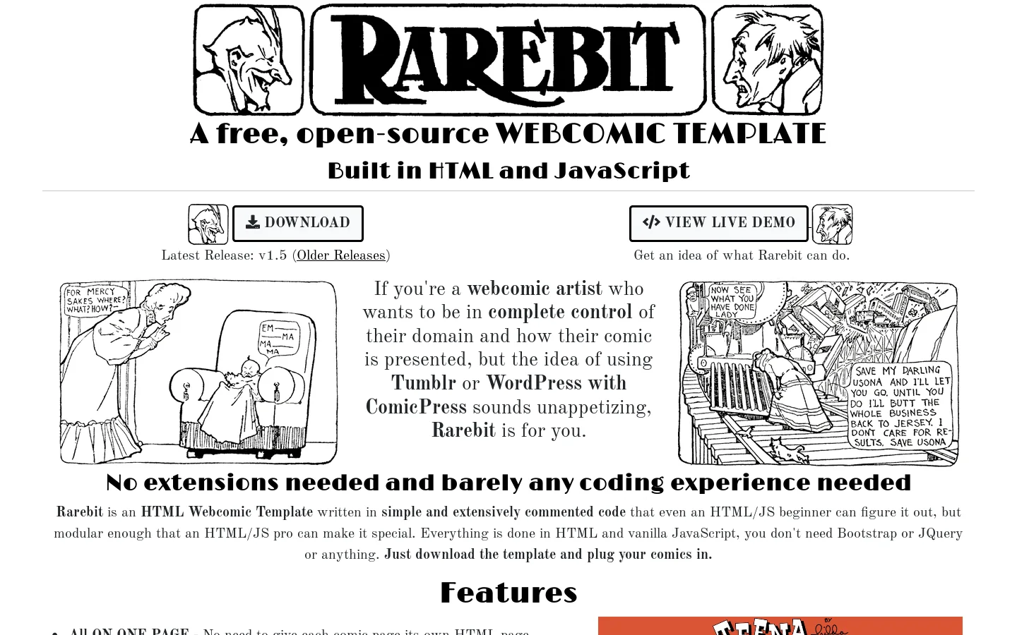 Rarebit Homepage screenshot