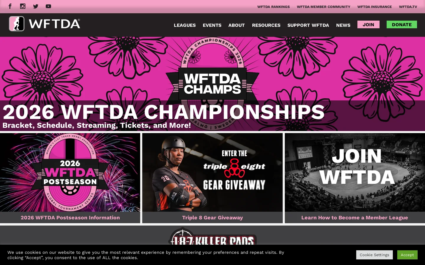 Home - Women's Flat Track Derby Association (WFTDA) Homepage screenshot