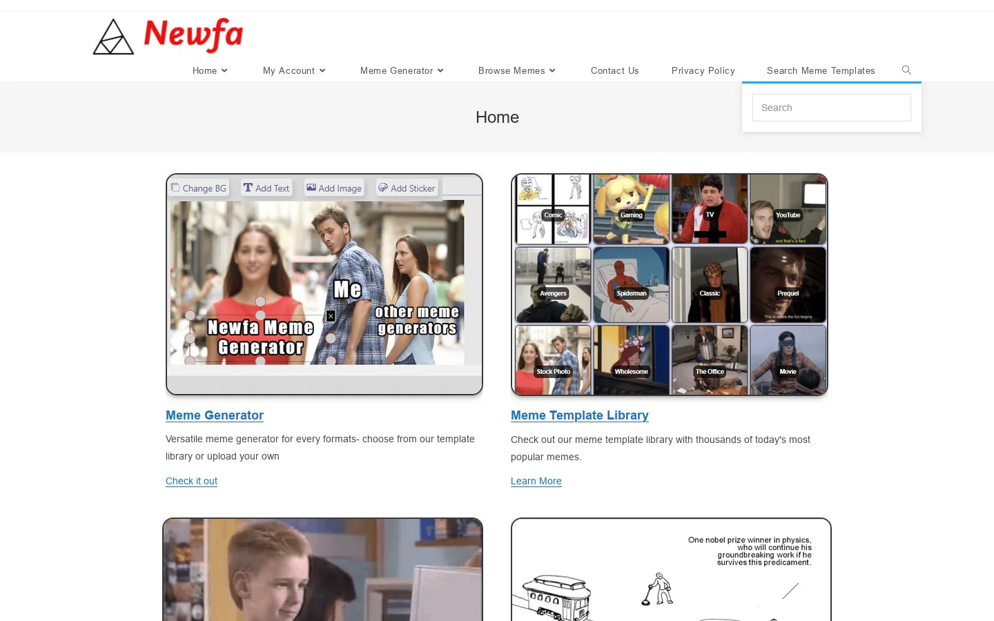 Newfa Stuff Homepage screenshot