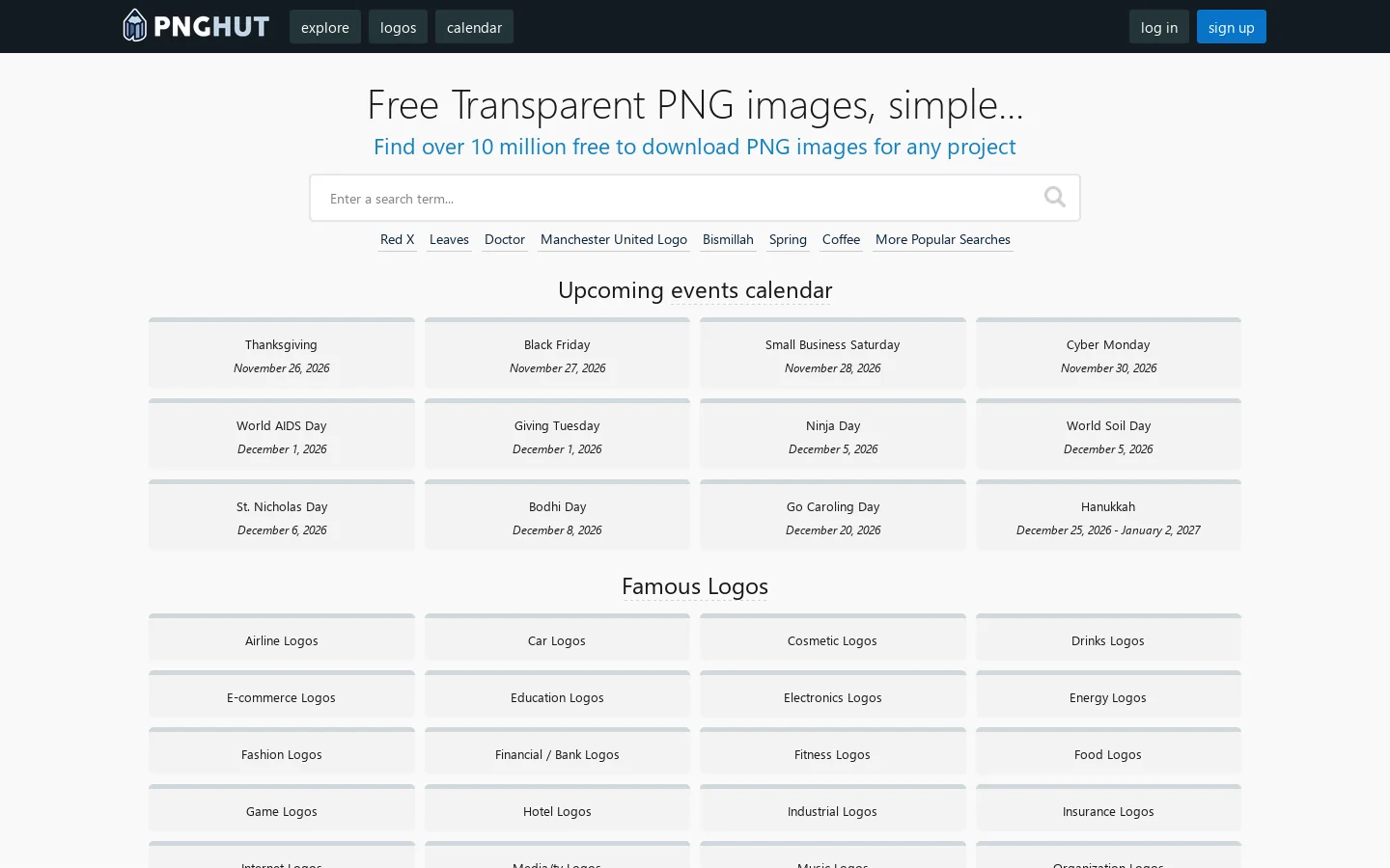 PNGHUT.com Homepage screenshot