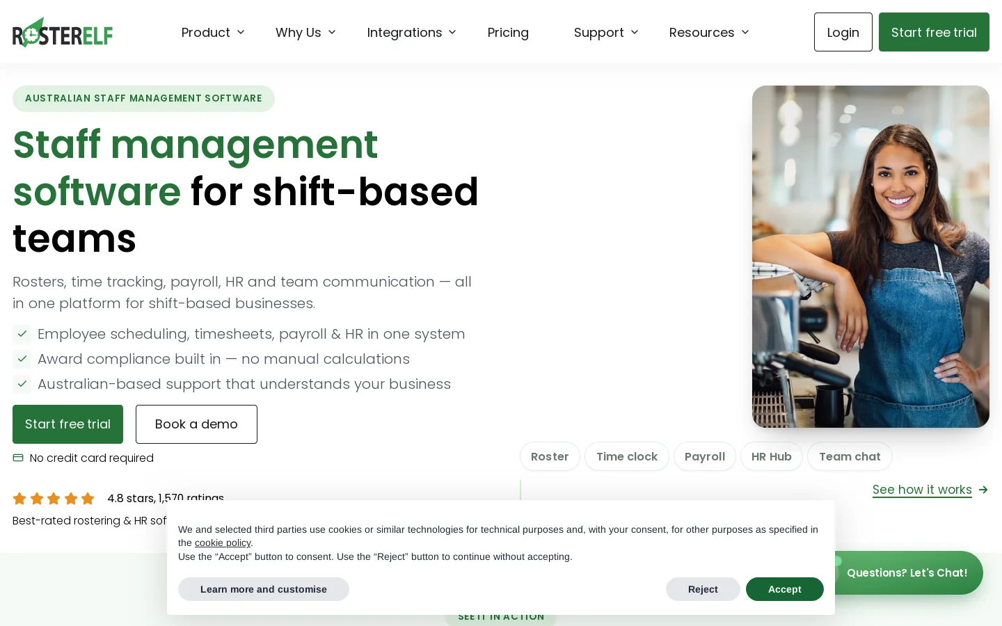 RosterElf Homepage screenshot