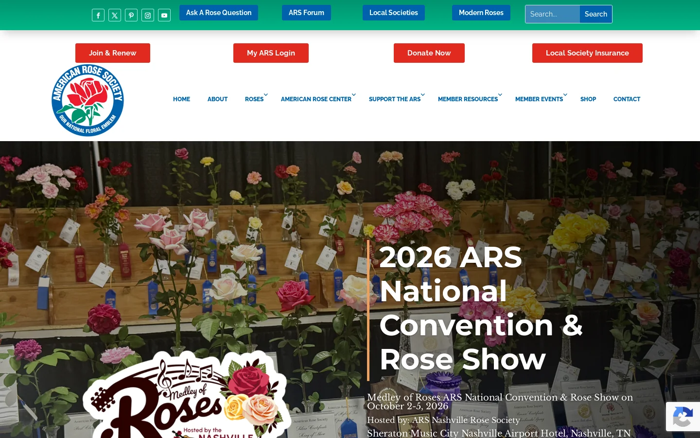 Home - American Rose Society Homepage screenshot