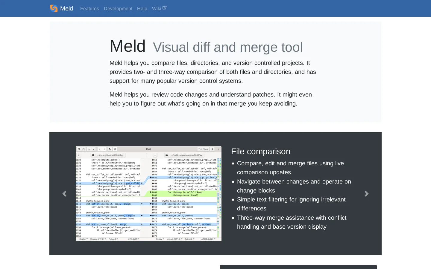 Meld Homepage screenshot