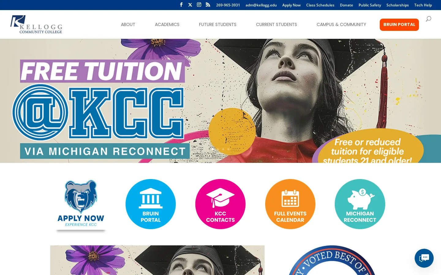 Kellogg Community College Homepage screenshot