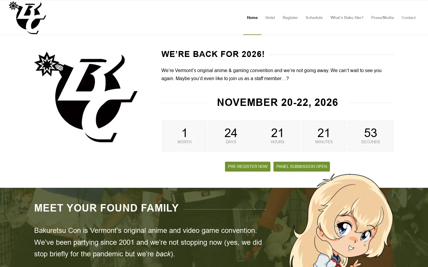 Bakuretsu Con Homepage screenshot