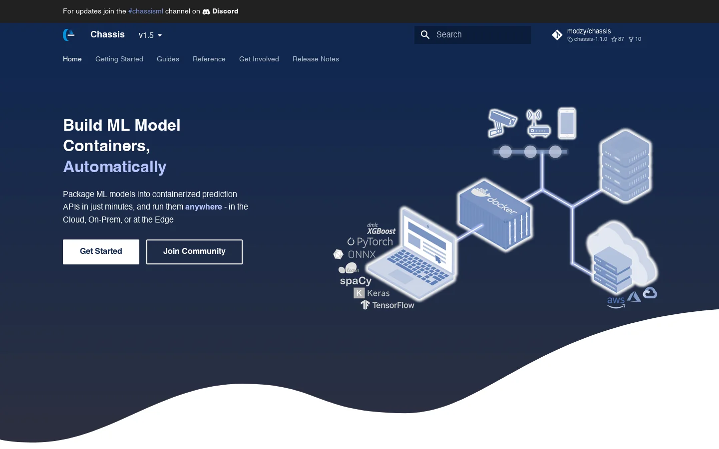 Chassis Homepage screenshot