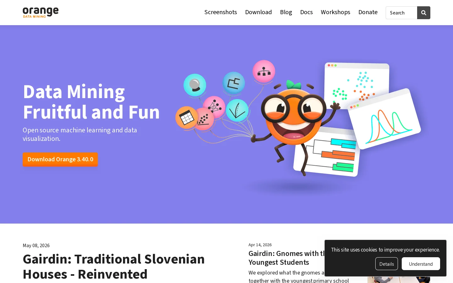 Orange Data Mining Homepage screenshot
