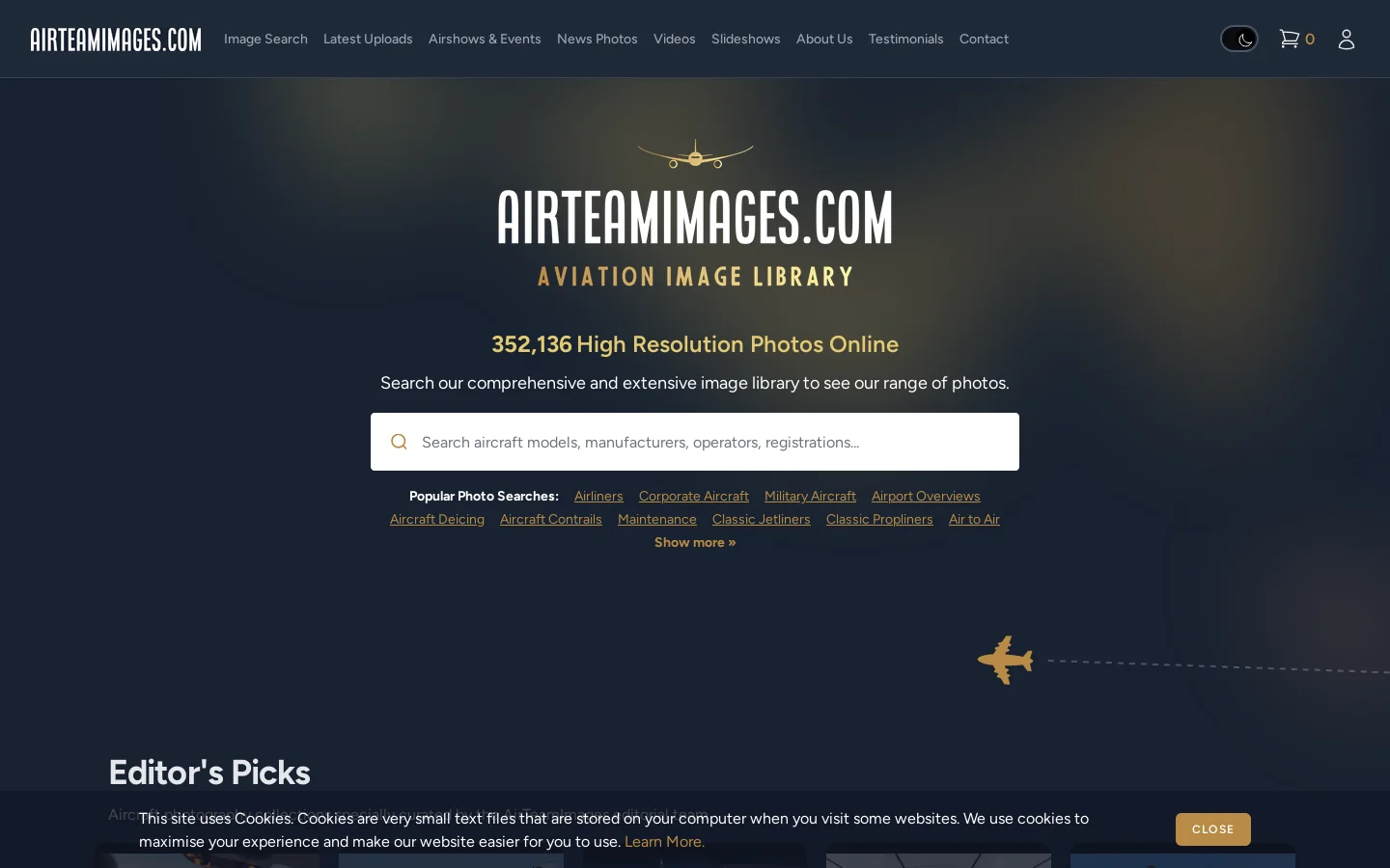 AirTeamImages.com Homepage screenshot